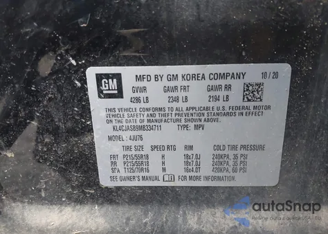 2021 Buick Encore Fwd Preferred из США, поврежденный, VIN KL4CJASB9MB334711